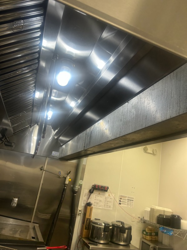 Clean commercial vent hood with grease filters